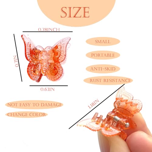 Mini Butterfly Hair Claw Clips, Glitter Hair Clips Claw,Small Hair Clips,Sparkly Colorful Hair Accessories for Girls and Women, Cute, Small, Tiny Clip, Set of 50