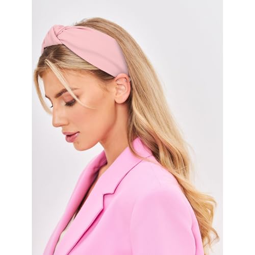 Knotted Headband for Women Non-slip Head Bands Top Knot Headbands Solid Colors Pink Headbands Fashion Hair Accessories for Women Girls