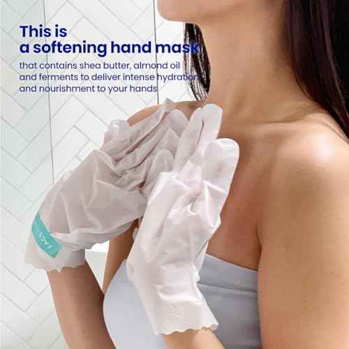 FACETORY Soft Hands Moisturing Hand Mask with Softening Shea Butter, Almond Seed Oil, and Ferments - Hand Spa Nourishing and Renewing Hand Sheet Mask for Dry, Rough Hands and Cuticles - 3 Pairs