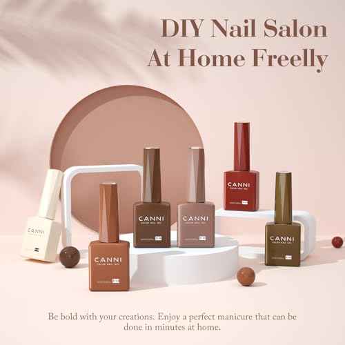 CANNI Brown Nude Gel Nail Polish Set ? 6 Colors 9ML (Beige, Chestnut, Khaki, Skin Tone, Taupe), Soak Off UV LED Nail Gel Kit for Winter Nude DIY Manicure