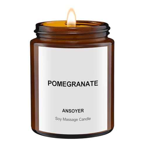 Massage Oil Candle, Romantic Gift SPA Use Home Scented Candle Body Oil, Ultra Hydrating Body Care with Soybean Oil, 4.5oz (Pomegranate)