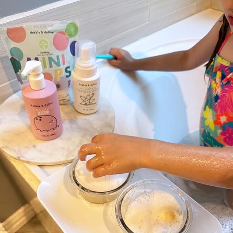 Dabble & Dollop Mini Bath Bombs, 100% Natural Droplets for Kids, Variety Pack - Resealable Pouches, Fizzy, Moisturizing & Fun, Vegan, Gluten-Free, Cruelty-Free (Set of 36)
