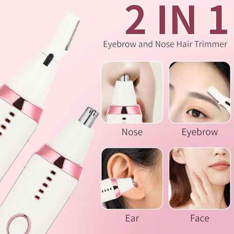 LED Display Ear and Nose Hair Trimmer Clipper for Women Men,2025 Rechargeable 2 in 1 Painless Eyebrow & Facial Hair Trimmer with Powerful Motor and Dual-Edge Blades Easy Cleansing (White)