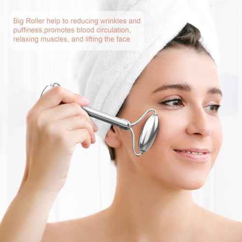 Stainless Steel Gua Sha & Face Rollers - Metal Roller for Eyes & Neck, Anti-Aging Facial Massage Tools, Gua Sha Facial Tool Kit (JGS-1)