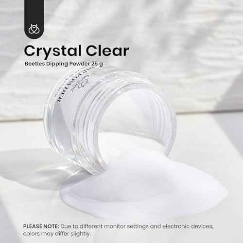 Beetles Dip Powder Clear Color, Transparent Nail Dipping Powder Crystal Clear French Nail Art Basic Starter No Nail Lamp Needed Manicure Salon DIY at Home for Women