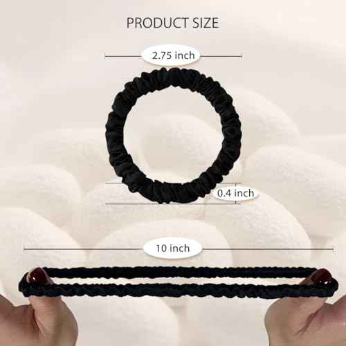 22 Momme 100% Pure Mulberry Silk Scrunchies (10 PCS) - Small Hair Elastics and Ties for Women Sleep, Hair Care No Damage, Black*5+Brown*5