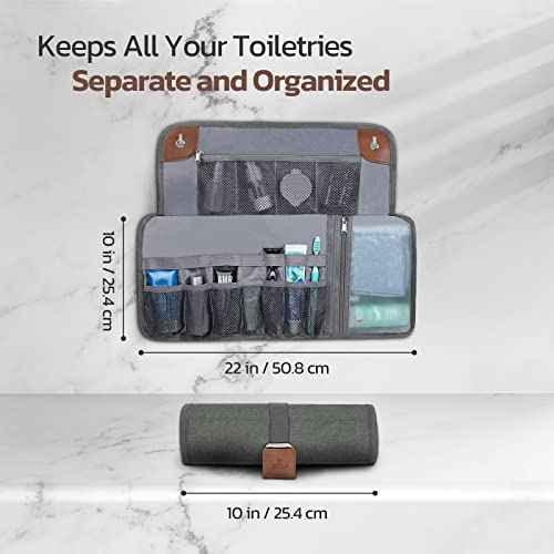 Toiletry Bag for Men, Travel Essentials Travel Toiletry Bag, Water-Resistant Compact Bathroom Roll Organizer for Hygiene, Shaving kit, Gifts for men (5.Mystery Gray(Polyster))