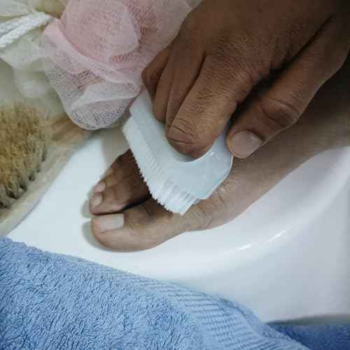 Coralpearl Nail Brushes X 2 for Cleaning Hand Finger Foot Toe with Cuticle Remover, Small Scrubber Cleaner with Handle, Soft Scrub Set for Fingernail Manicure, Toenail Pedicure, Gardener, Mechanic