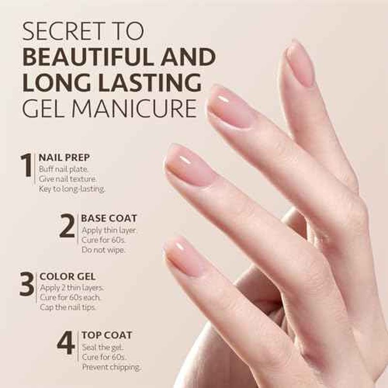 GAOY Gel Top Coat and Base Coat Set, 2 Pcs 7.3ml Glassy Top Coat and No Wipe Foundation Combination for UV Light Cure Gel Nail Polish