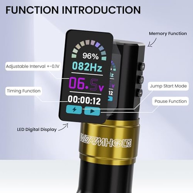 Wormhole Tattoo Gun Wireless Tattoo Gun Kit ? Professional Rechargeable Tattoo Machine with 1800mAh Battery | Includes Ink, Needles & Supplies | Best Tattoo Starter Kit for Beginners & Pros