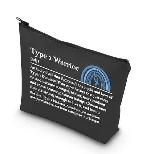 TSOTMO Diabetes Makeup Bag - Cosmetic Bag - Black - Travel, Makeup, Toiletry, Gift - Diabetes Warrior Supply Kit Gift (BLK- Type 1 Warrior)
