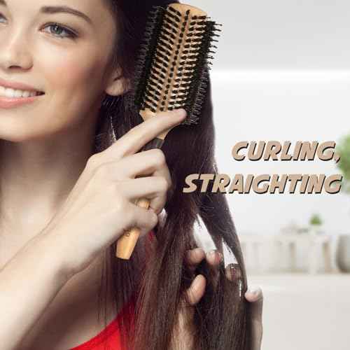 BRUSHZOO Round Brush for Blow Out Styling, Curling, Straightening for Women & Men - Wooden Brush with AddShine Volume (2.4 Inch)