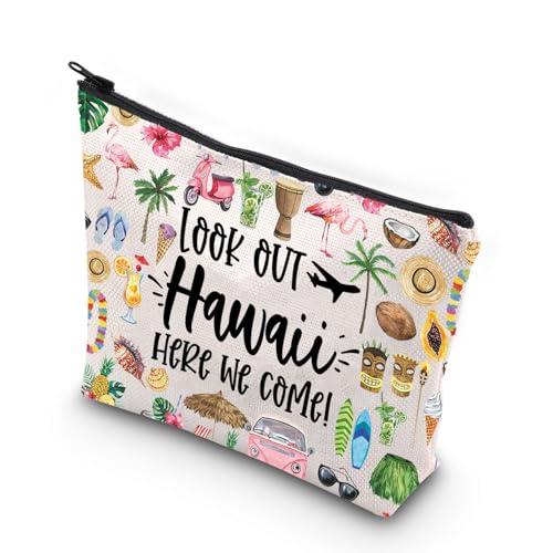 JNIAP Hawaii Makeup Bag Hawaii Trip Gifts Aloha State Beach Gifts Hawaii Vocation Travel Bag Hawaii Tourist Gifts Hawaii Toiletry Bag (Look Out Hawaii)