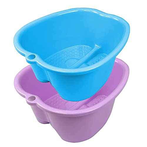 2 Pcs Foot Soaking Bath Basin - Large Foot Soaking Tub Foot Bath Spa Wash Basin Foot Bucket Foot Soaking Tub Feet at Home (Purple/Blue)