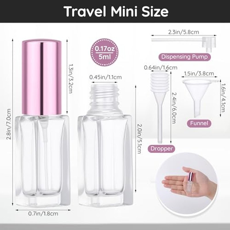Segbeauty 60pcs 0.17oz Mini Cologne Spray Bottle Empty, Fine Mist Perfume Travel Refillable, 5ml Small Travel Cologne Sprayer Bottle Portable, Bulk Perfume Atomizer Sprayer with Dispensing Refill Kit