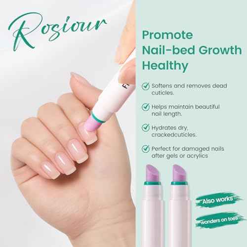 Ceramic Cuticle Oil Pusher Pen: 3-in-1 Nail Cuticle Buffer Pens for Hangnails, Dry & Damaged Nails, Moisturize Strengthen Brighten Nails Care