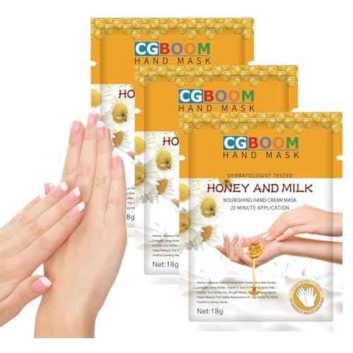 Hand Mask Moisturizing Glove 3 pack, Hand Peel Mask Exfoliating Gloves, Hand Repair Glove for Dry Hands Treatment, Remove Dead Skin, Rough Skin, Honey Milk