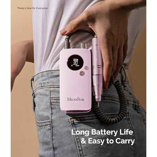 MelodySusie Professional 30000RPM Nail Drill, SC320F Cordless Clip-on Nail File with Drill Bits & Sanding Bands, Rechargeable Electric Efile for Acrylic Nails, Gel Polish Removal at Home Salon