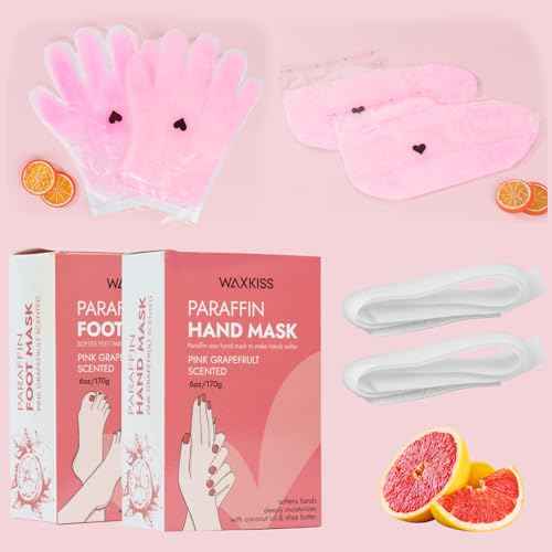 Paraffin Hand Mask & Paraffin Foot Mask, 1Pair Each, Moisturizing Gloves Soften Your Hands and feet in 10-Minute Hydration Softening (Red)