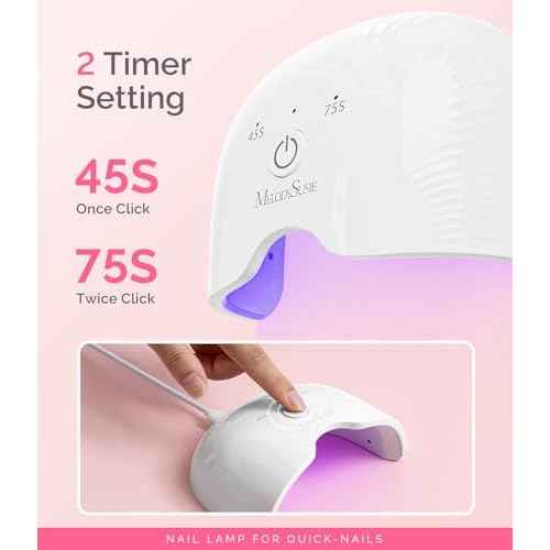 MelodySusie UV Nail Lamp, ART06F UV Light for Gel Nails, Nail Dryer with 2 Timer, Fast Curing Gel Nail Polish Nail Art Tools for Desk and Handheld use, Starter-Friendly Mini Manicure Accessories-White