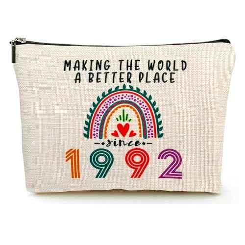 33rd Birthday Gifts for Her Makeup Bags, 1992 Happy 33rd Birthday Decorations for Women Her, 33 Year Old Gifts Ideas for Daughter, Sister, BFF, Female, Girls, Cosmetic Travel Pouch