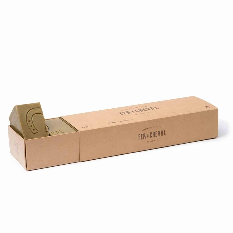 Fer à Cheval Authentic Savon De Marseille Soap Bar, Olive Bar Slices 6 pieces 1 kg/35.5 oz, Natural Plant-Based, Hypoallergenic Cubes with French Olive Oil