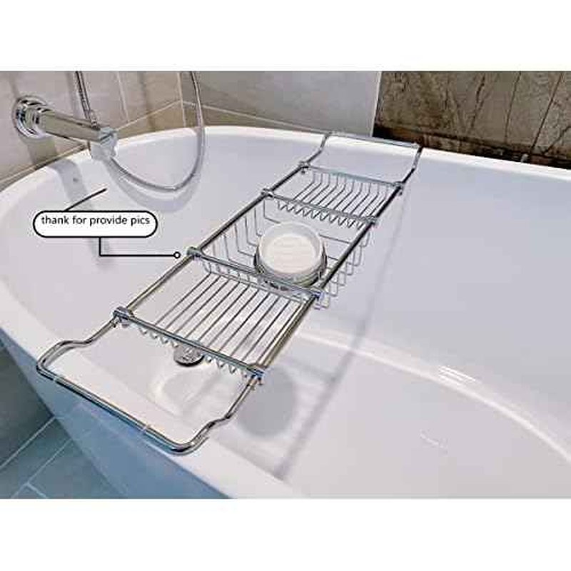 Brass Over Bathtub Racks Expandable Bath Caddy for The Elegant Tub Chrome Polished