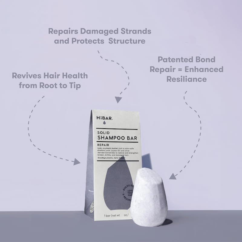 Repair Shampoo Bar for Damaged Hair | Nourishing Quinoa Protein & Jojoba Oil | Plastic-Free, Vegan, Color Safe - 1 Solid Bar