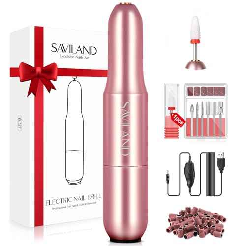 SAVILAND Electric Nail Drill: 20000RPM Pro Portable Efile Nail Drill Machine Professional Nail File Complete Drill Bits for Remove Acrylic Nails Manicure & Toenails Nail Care Home Salon DIY Nail Art