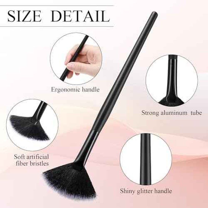 9 Pieces Facial Fan Mask Brushes, Soft Facial Applicator Brushes Tools for Peel Glycolic Makeup for Mud Cream(Black with White)