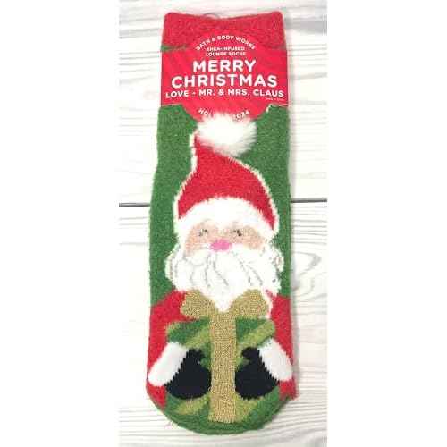 Bath and Body Works Mr & Mrs Claus Moisturizing Lounge Socks Infused with Shea Butter One Size Fits Most