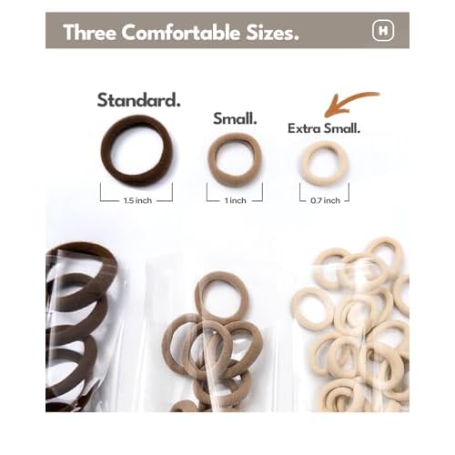 Heliums Extra Small Hair Ties No Damage - Dark Brown - Mini 0.7 Inch Tiny Soft Seamless Hair Bands for Toddlers, Braids, Kids Ponytails- 40 Count
