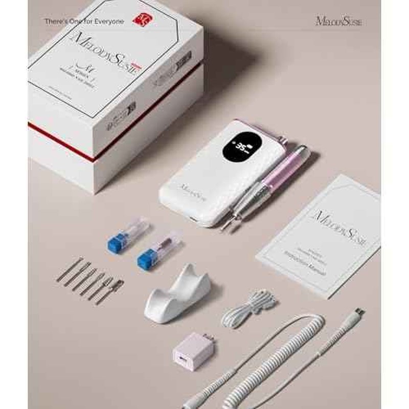 MelodySusie Professional Clip-On High-Efficiency Cordless Nail Drill,MM400D 35000RPM Rechargeable E-File with Gem-Cut Design and Lightweight Handpiece for All Manicure Shaping, Gel Removal & Salon Use