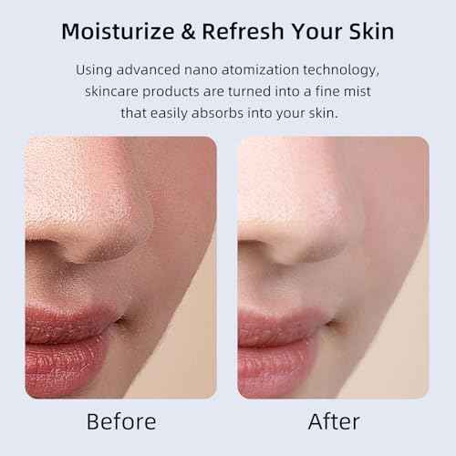 Microtree Nano Facial Steamer - Rechargeable & Portable High Pressure Face Oxygen Sprayer Machine, 0.3mm Nozzle Micro Mist Skin Hydrator, Essential Water Infusion Facial Spa Treatment, White