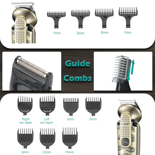 VGR 095 Beard Trimmer for Men, 7 in 1 Waterproof Cordless Hair Clippers and Trimmers Set, Electric Razor Shavers T-Blade Hair Trimmer Grooming Kit for Nose Body Ear Face Mustache, V-103