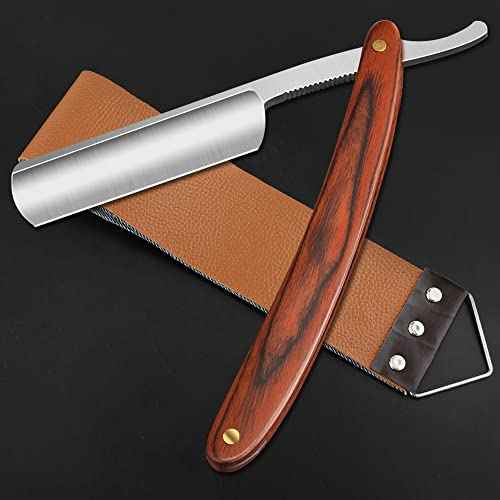 Straight Razor With Strope - Professional Straight Edge Barber Premium Stainless Steel Shaver With Shaving Strop for Men Home & Salon Grooming Using (NO.147)