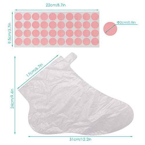 Segbeauty Paraffin Bath Liners for Foot, 200 Counts Plastic Foot Covers, Booties for Feet Thermal Foot Liners, Foot Protectors with 200 Stickers for Snug Closure, Wax thera-py Foot Bags