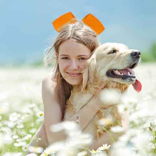 2 PCS Large Orange Hair Bows for Girls - Cheerleading Bows with Large Size for Cheerleaders' Hair