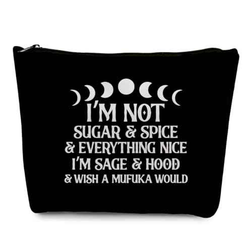 gfuhlre Moon Phase Witch Gifts Stuff Makeup Bag Travel Toiletry Bag Funny Witchcraft Bag Meditation Gifts for Witchcraft Women Birthday Halloween I'm Not Sugar Spice