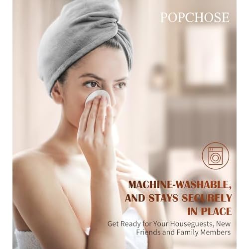 POPCHOSE Microfiber Hair Towel Wrap, Fast Drying Hair Turban, Soft Ultra Absorbent, Gifts Stocking Stuffers for Women, No Frizz Hair Wrap Towels for Women Wet Hair, Curly, Longer, Thicker Hair