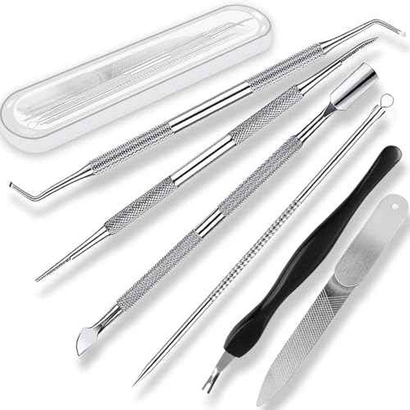 Ingrown Toenail File and Lifters Set(6pcs), Professional Pedicure Tool Toenail Grooming Kit, Ingrown Toenail Treatment Pedicure Kit, Under Nail Cleaner Tools (6PCS)