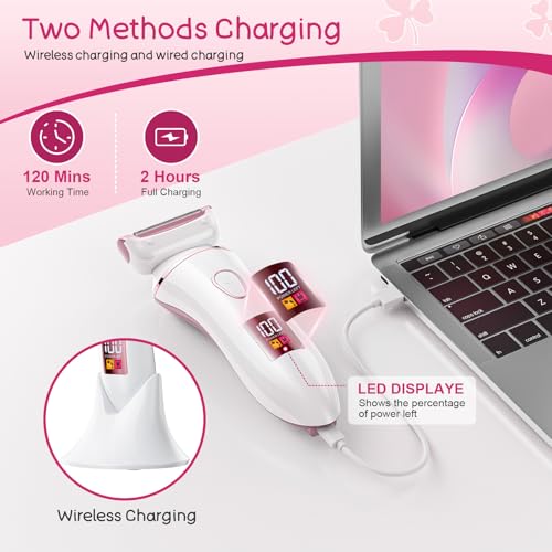 Electric Shaver for Women, Gifts for Women, Electric Razor for Womens, Rechargeable Wet Dry Lady Hair Remover,IPX7 Waterproof,Shaver for Legs (Rose Gold)