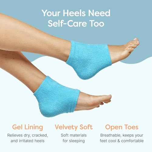 ZenToes Moisturizing Socks for Cracked Heel Treatment - Vitamin E, Olive Oil and Jojoba Oil Infused Heel Socks to Soften and Hydrate (Fuzzy Blue, Regular)