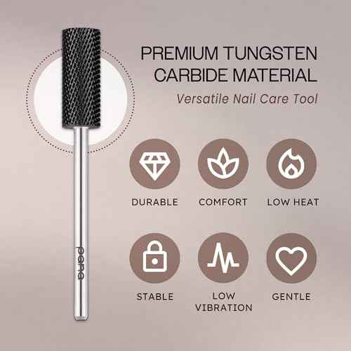 USA PANA Professional 3/32" Shank Size - Flat Top Small Barrel Carbide Bit - 5X Coarse Grit to Extra Fine Grit - Gold, Silver, DLC Black - Nail Drill Bit for Dremel Machine (Medium, DLC Black)