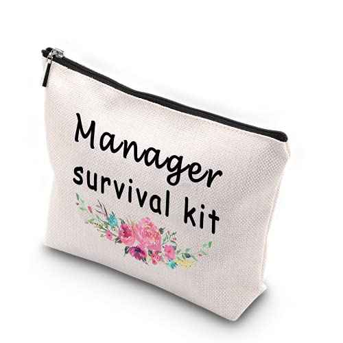 WCGXKO Manager Survival Kit Zipper Pouch Makeup Bag for Leader Manager Coworker (Manager Survival)