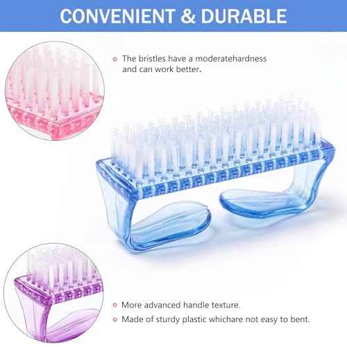 Handle Grip Nail Brush, Hand Fingernail Scrub Cleaning Brushes for Toes and Nails Cleaner, Pedicure Scrubbing tool kit for Men and Women 5 Pack (Multicolor)