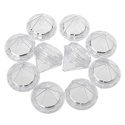 50 PCS 5 Gram Diamond shaped Clear Jars Empty Refillable Cosmetic Sample Jars Makeup Plastic Jar with Lid Cosmetic Trial Case Compact Storage Box for Lotion Creams Eyeshadow Nails Powder