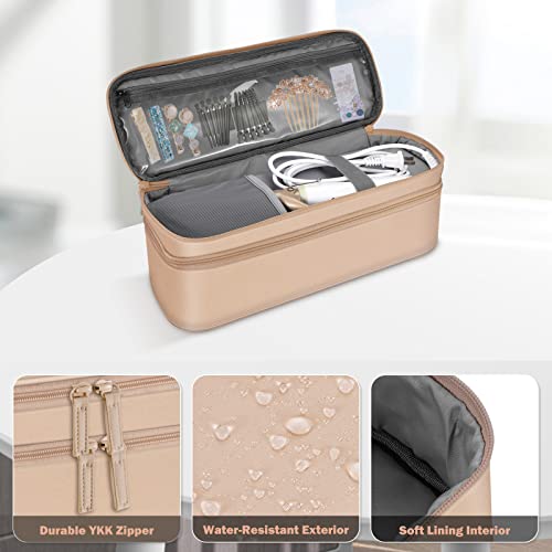 SITHON Double-Layer Travel Carrying Case for Shark FlexStyle/SmoothStyle, Water Resistant Storage Organizer Bag for Airwrap Styler, Also for Revlon One-Step Hair Dryer (Bag Only) (Rose Gold)
