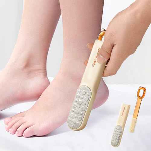 Dual-Sided Callus Remover & Foot File Set - Pedicure Exfoliator Tool with Silicone Brush for Smooth Feet-Orange