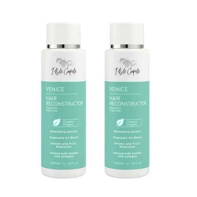 I Belli Capelli Venice Organic Keratin Hair Treatment Straightening - 1 Step Application Formaldehyde Free, Keratina Organica, Keratina Para Alisar El Pelo Sin Formol, 2 units (33.8 Fl Oz/1L)